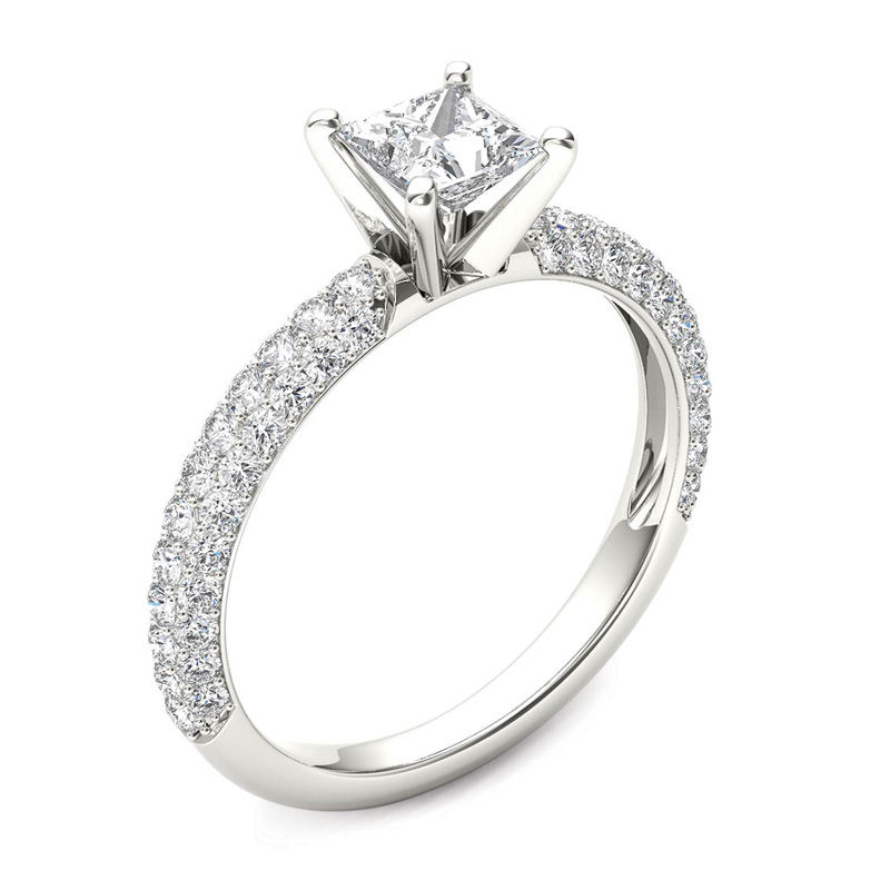 1.10 CT. T.W. Princess-Cut Diamond Engagement Ring in 14K White Gold|Peoples Jewellers