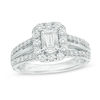 Thumbnail Image 0 of Celebration Canadian Ideal 1.50 CT. T.W. Emerald-Cut Diamond Octagonal Frame Engagement Ring in 14K White Gold (I/I1)