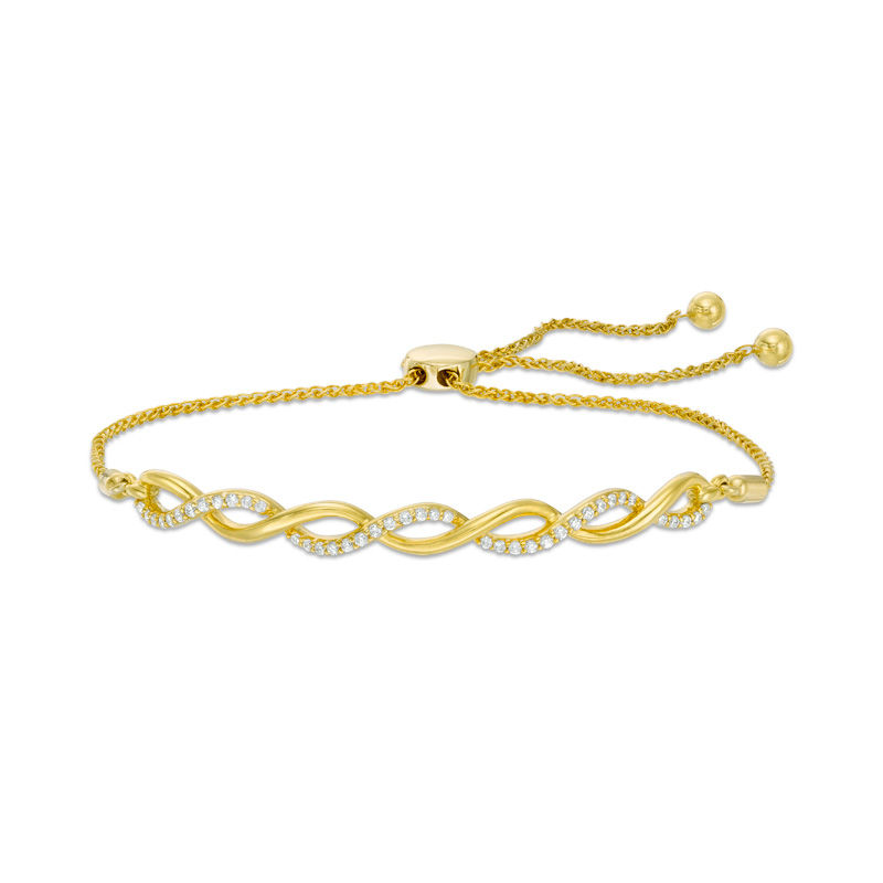 0.25 CT. T.W. Diamond Twist Bolo Bracelet in 10K Gold - 8.0"|Peoples Jewellers