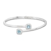 Thumbnail Image 0 of 5.0mm Cushion-Cut Swiss Blue Topaz and Lab-Created White Sapphire Hinged Bypass Bangle in Sterling Silver - 7.25"
