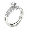 1.00 CT. T.W. Diamond Scallop Shank Bridal Set in 14K White Gold