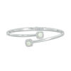 Thumbnail Image 0 of 5.0mm Cushion-Cut Lab-Created Opal and White Sapphire Frame Bypass Bangle in Sterling Silver - 7.25"