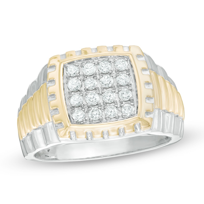 Men's 0.50 CT. T.W. Composite Diamond Square Frame Ring in 10K Two-Tone Gold|Peoples Jewellers