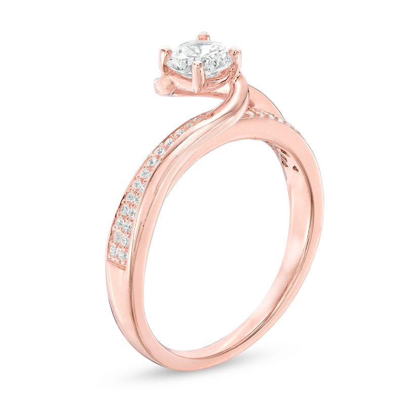 0.65 CT. T.W. Diamond Two Row Swirl Engagement Ring in 14K Rose Gold