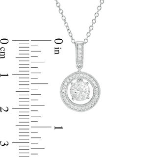 Lab-Created White Sapphire Frame Pendant and Drop Earrings Set in Sterling Silver