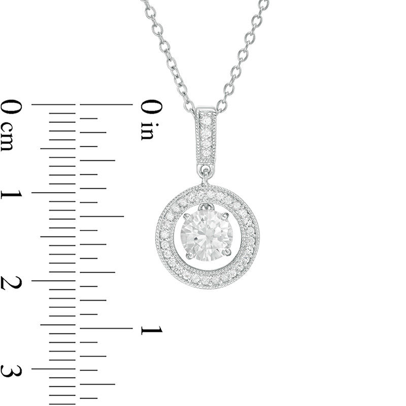 Lab-Created White Sapphire Frame Pendant and Drop Earrings Set in Sterling Silver