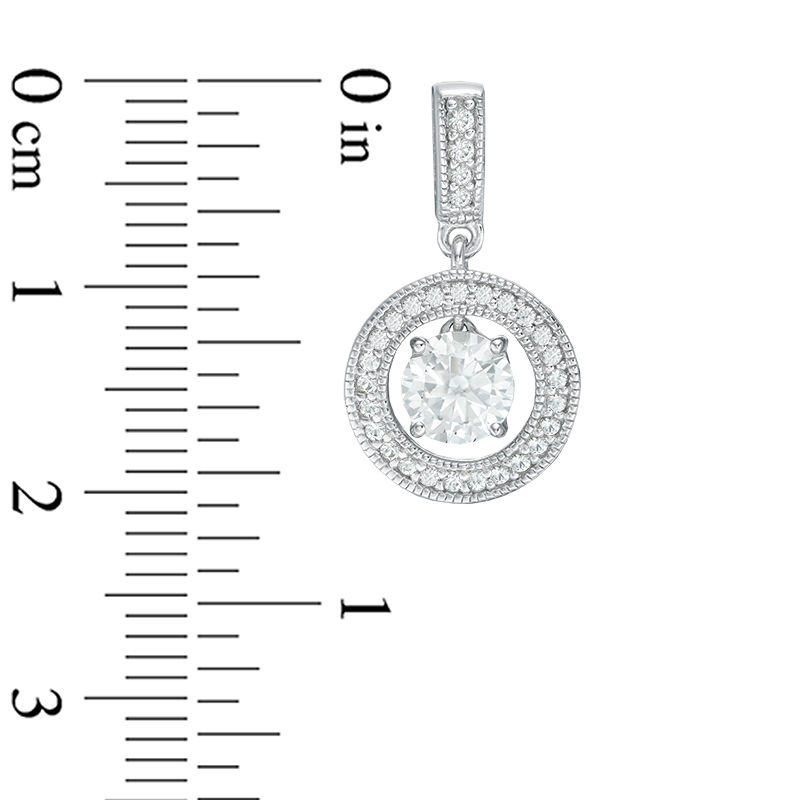 Main Image 3 of Lab-Created White Sapphire Frame Pendant and Drop Earrings Set in Sterling Silver