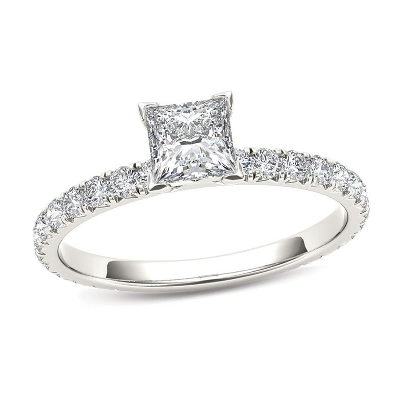 1.00 CT. T.W. Princess-Cut Diamond Engagement Ring in 14K White Gold|Peoples Jewellers