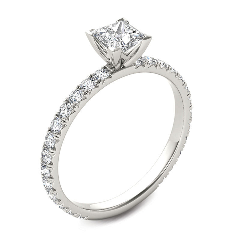 1.00 CT. T.W. Princess-Cut Diamond Engagement Ring in 14K White Gold