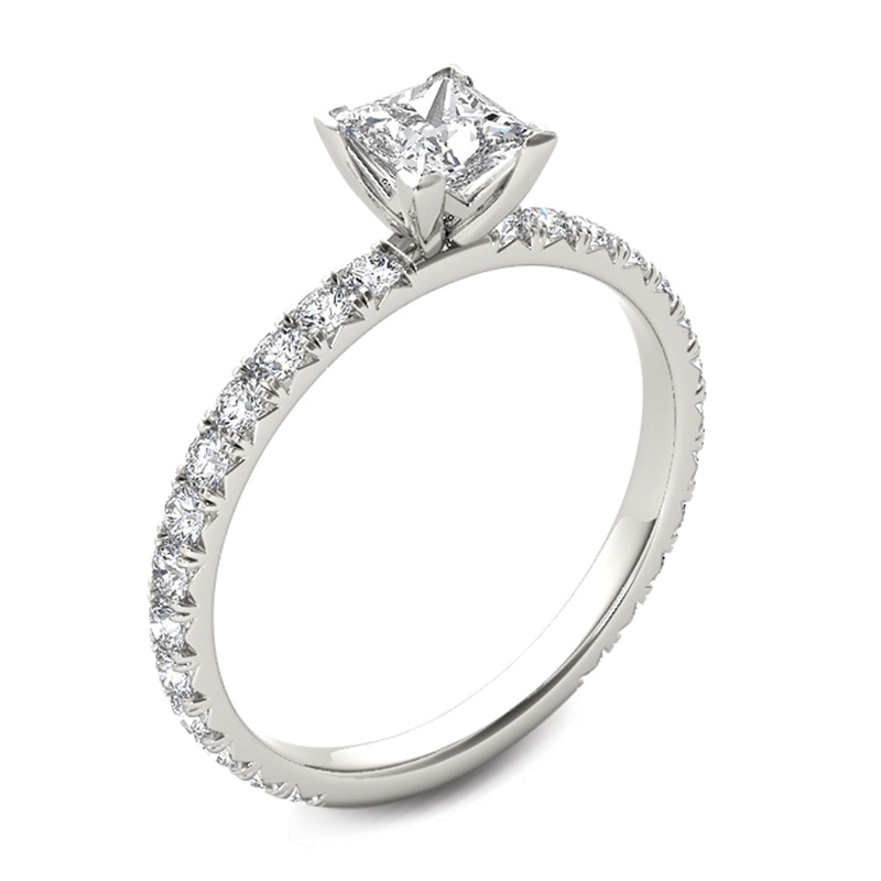 1.00 CT. T.W. Princess-Cut Diamond Engagement Ring in 14K White Gold|Peoples Jewellers