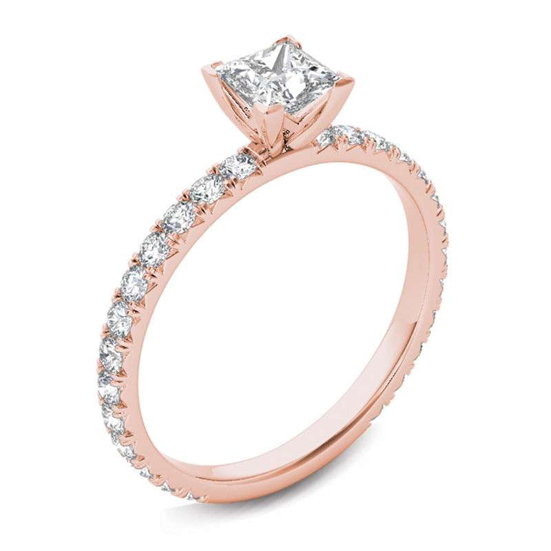 Platinum & Rose Gold Engagement Ring with Princess Cut Solitaire SJ PT