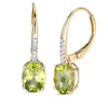Thumbnail Image 0 of Oval Peridot and Diamond Accent Drop Earrings in 10K Gold