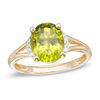 Thumbnail Image 0 of Oval Peridot and Diamond Accent Split Shank Ring in 10K Gold