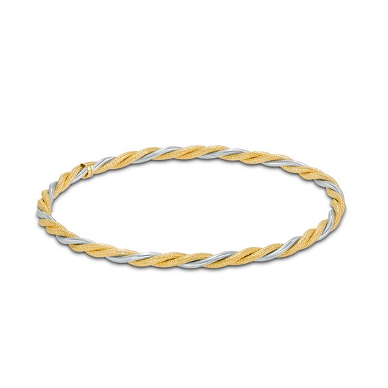 Textured Braid Slip-On Bangle in 10K Two-Tone Gold