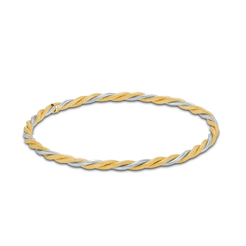 Textured Braid Slip-On Bangle in 10K Two-Tone Gold