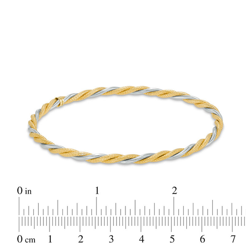 Main Image 2 of Textured Braid Slip-On Bangle in 10K Two-Tone Gold