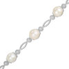Thumbnail Image 0 of 7.0mm Cultured Freshwater Pearl Station Bracelet in Sterling Silver - 7.5"