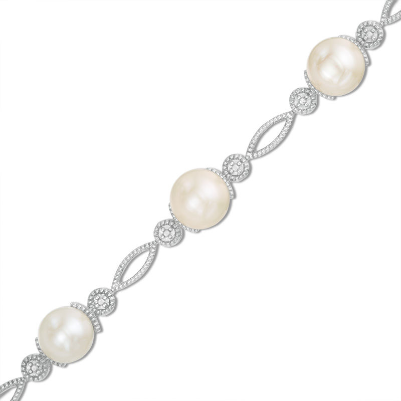 7.0mm Cultured Freshwater Pearl Station Bracelet in Sterling Silver - 7.5"|Peoples Jewellers