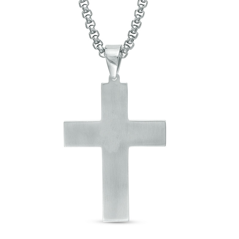 Men's Diamond Accent Grey Carbon Fibre Cross Pendant in Stainless Steel|Peoples Jewellers