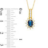 Thumbnail Image 1 of Oval Blue Sapphire and 0.25 CT. T.W. Diamond Starburst Frame Drop Pendant in 10K Gold