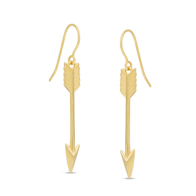 Linear Arrow Drop Earrings in 10K Gold|Peoples Jewellers
