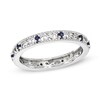 Thumbnail Image 0 of Stackable Expressions™ Lab-Created Blue Sapphire Filigree Eternity Band in Sterling Silver