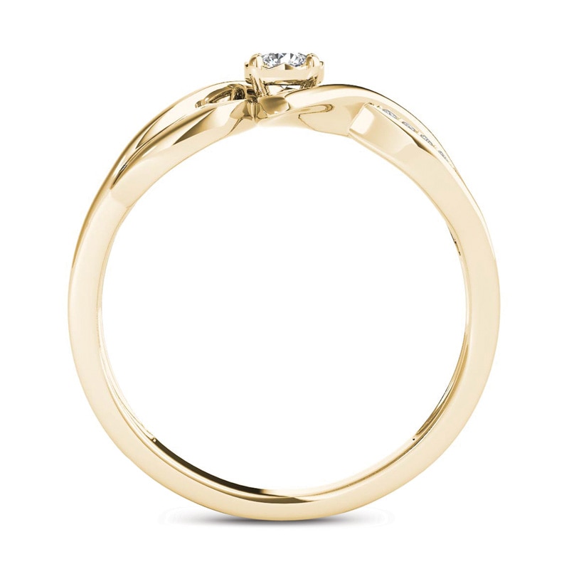 Main Image 3 of 0.15 CT. T.W. Diamond Crossover Bypass Promise Ring in 14K Gold