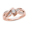 Thumbnail Image 0 of 0.15 CT. T.W. Diamond Crossover Bypass Promise Ring in 14K Rose Gold