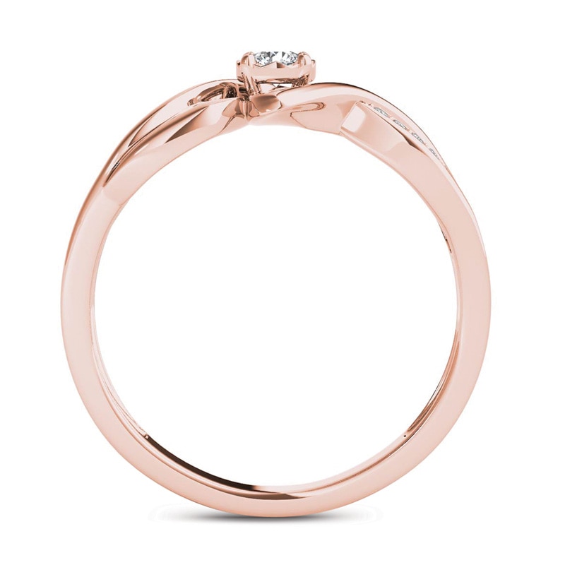 Main Image 3 of 0.15 CT. T.W. Diamond Crossover Bypass Promise Ring in 14K Rose Gold