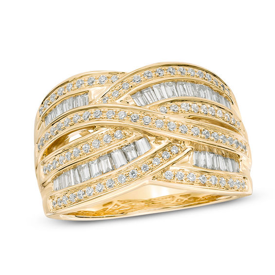 0.75 CT. T.W. Diamond Multi-Row Woven Band in 10K Gold