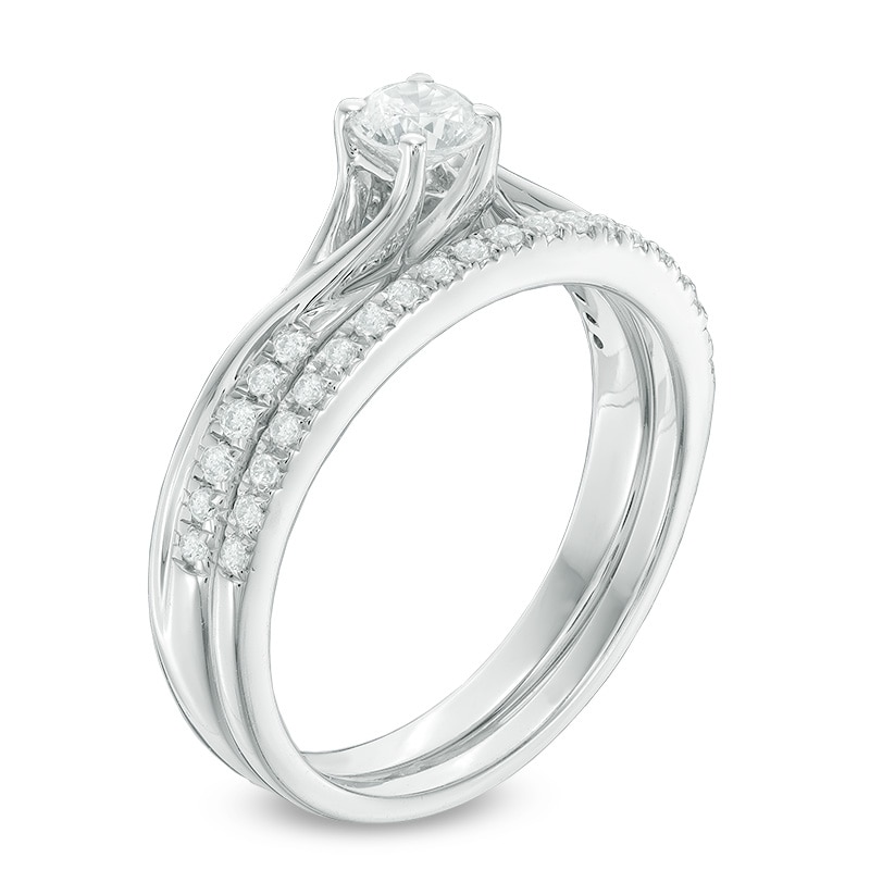 0.45 CT. T.W. Diamond Bypass Bridal Set in 10K White Gold