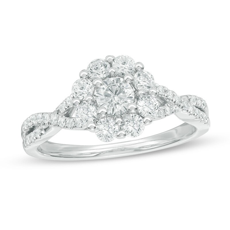 0.95 CT. T.W. Canadian Certified Diamond Frame Engagement Ring in 14K White Gold (I/I2)|Peoples Jewellers