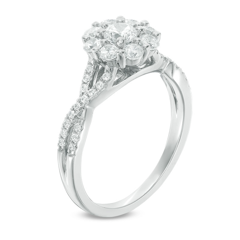 Main Image 2 of 0.95 CT. T.W. Canadian Certified Diamond Frame Engagement Ring in 14K White Gold (I/I2)