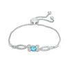 6.0mm Blue Topaz and Diamond Accent Loop Bypass Bolo Bracelet in Sterling Silver - 9.5"