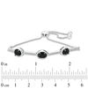 Thumbnail Image 2 of Oval Onyx and 0.09 CT. T.W. Diamond Three Stone Bar Bolo Bracelet in Sterling Silver - 9.5"