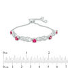 4.5mm Lab-Created Ruby and Diamond Accent Five Stone Infinity Bolo Bracelet in Sterling Silver - 9.5"