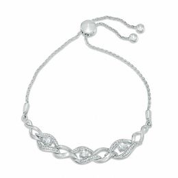 4.0mm Aquamarine and 0.09 CT. T.W. Diamond Flame Three Stone Bolo Bracelet in Sterling Silver - 9.5"