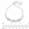 Thumbnail Image 2 of 4.0mm Aquamarine and 0.09 CT. T.W. Diamond Flame Three Stone Bolo Bracelet in Sterling Silver - 9.5"