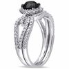Thumbnail Image 2 of 1.47 CT. T.W. Enhanced Black and White Diamond Frame Loop Shank Bridal Set in 10K White Gold