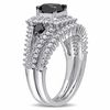Thumbnail Image 2 of 2.06 CT. T.W. Princess-Cut Enhanced Black and White Diamond Milgrain Split Shank Bridal Set in 10K White Gold