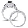 Thumbnail Image 2 of 2.06 CT. T.W. Princess-Cut Enhanced Black and White Diamond Milgrain Split Shank Bridal Set in 10K White Gold