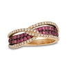 Thumbnail Image 1 of Le Vian® Raspberry Rhodolite™ and 0.28 CT. T.W. Diamond Ring in 14K Strawberry Gold™