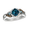 Thumbnail Image 1 of Le Vian® 6.0mm Deep Sea Blue Topaz™ and 0.14 CT. T.W. Diamond Frame Ring in 14K Vanilla Gold™