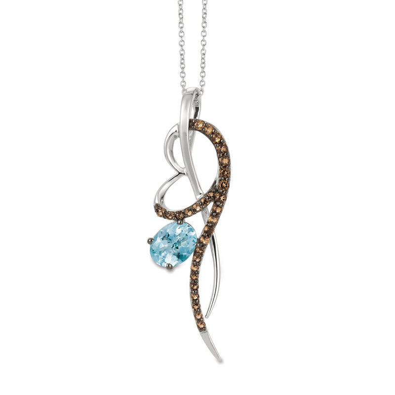 Le Vian® Sea Blue Aquamarine™ and Chocolate Quartz™ Abstract Heart Pendant in 14K Vanilla Gold™|Peoples Jewellers