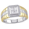 Thumbnail Image 0 of Men's 0.49 CT. T.W. Square-Cut Quad Diamond Frame Ring in 10K Two-Tone Gold