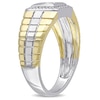 Thumbnail Image 2 of Men's 0.49 CT. T.W. Square-Cut Quad Diamond Frame Ring in 10K Two-Tone Gold