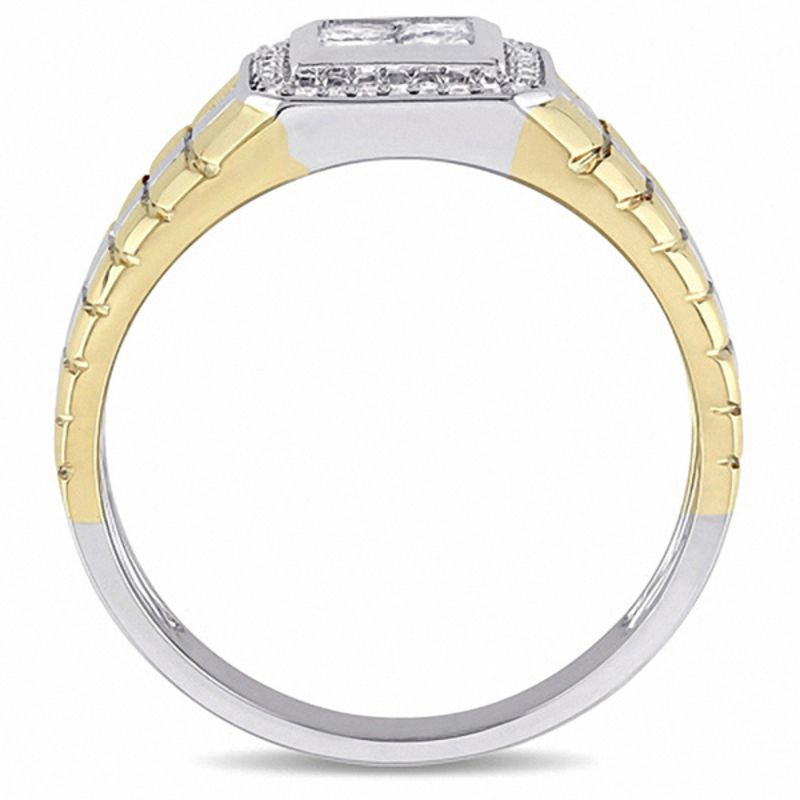 0.49 CT. T.W. Square-Cut Quad Diamond Frame Ring in 10K Two-Tone Gold