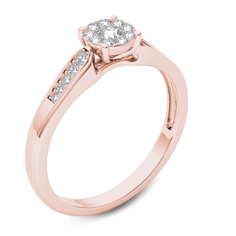 0.25 CT. T.W. Diamond Framed Promise Ring in 14K Rose Gold