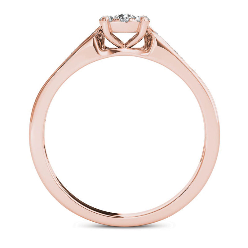 0.25 CT. T.W. Diamond Framed Promise Ring in 14K Rose Gold