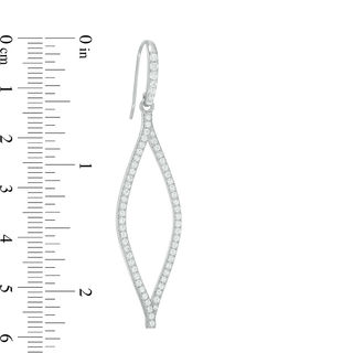 Lab-Created White Sapphire Open Leaf Drop Earrings in Sterling Silver
